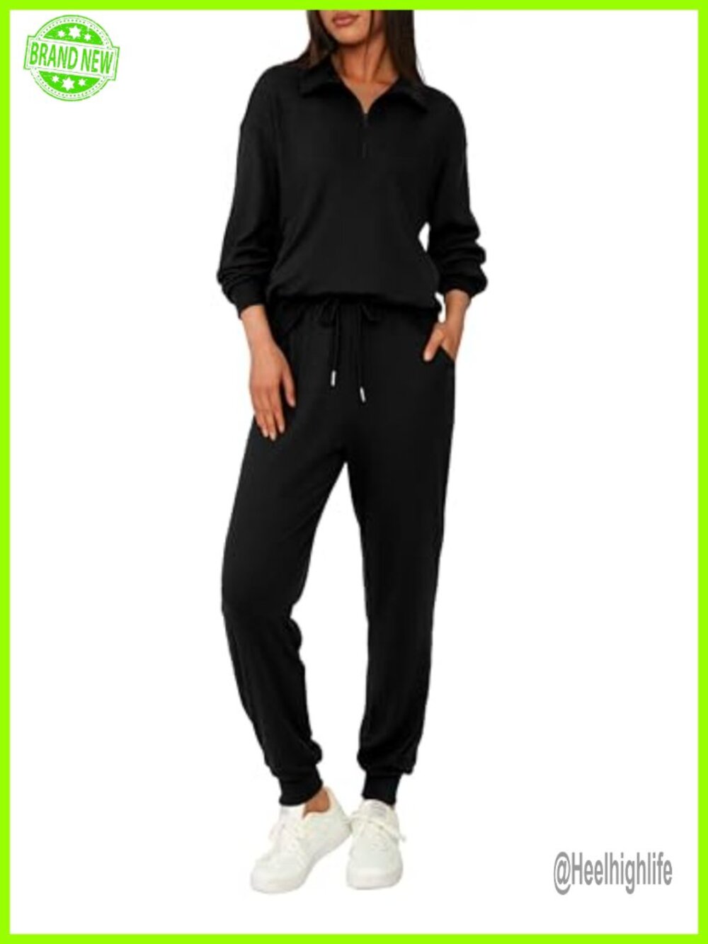 Women's 2 Piece Tracksuit Set Long Sleeve Half Zip Pullover Jogger Pants Lounge